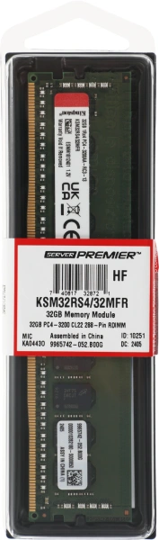 Память DDR4 Kingston KSM32RS4/32MFR 32Gb DIMM ECC Reg PC4-25600 CL22 3200MHz