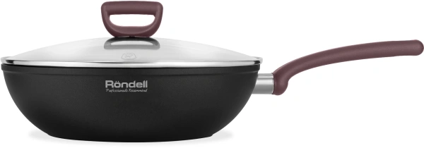 Сковорода ВОК (WOK) Rondell Fest RDA-1527 круглая 28см покрытие: Xylan Plus ручка несъемная (с крышкой) черный