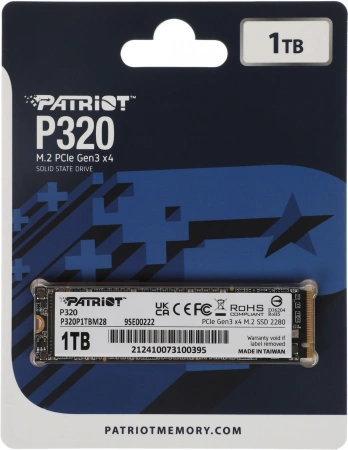Накопитель SSD Patriot PCIe 3.0 x4 1TB P320P1TBM28 P320 M.2 2280