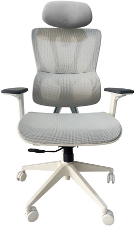 Кресло Cactus CS-CHR-MC02GY серый сетка с подголов. крестов. пластик белый