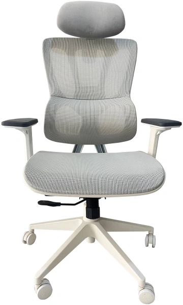 Кресло Cactus CS-CHR-MC02GY серый сетка с подголов. крестов. пластик белый