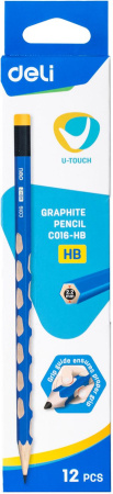 Карандаш ч/г Deli EC016-HB U-Touch HB трехгран. (12шт)