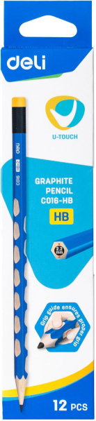 Карандаш ч/г Deli EC016-HB U-Touch HB трехгран. (12шт)
