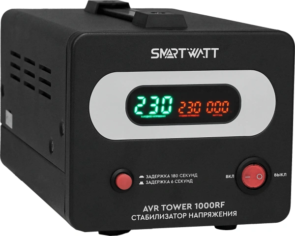 Стабилизатор напряжения Smartwatt AVR Tower 1000RF 1000ВА черный