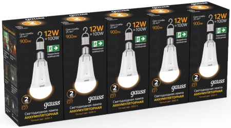 Лампа светодиодная Gauss 102002112 12Вт цок.:E27 груша 220B 3000K св.свеч.бел.теп. (упак.:1шт)