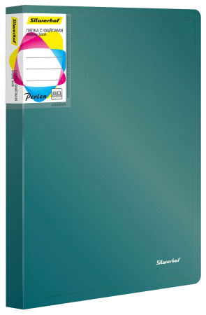 Папка с 80 прозр.вклад. Silwerhof Perlen 292981-75 A4 1мм карман зеленый металлик