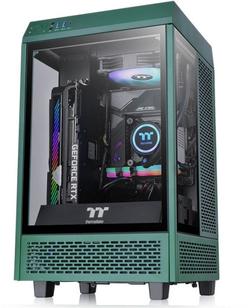 Корпус Thermaltake The Tower 100 Racing Green зеленый без БП miniITX 1x120mm 3x140mm 2xUSB3.0 audio bott PSU