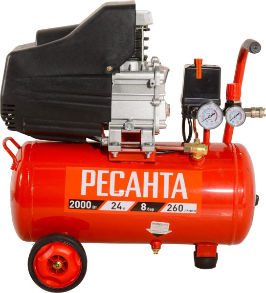 Компрессор поршневой Ресанта КП-24/260М масляный 260л/мин 24л 2000Вт красный/черный