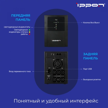 Источник бесперебойного питания Ippon Back Basic 2200 1320Вт 2200ВА черный