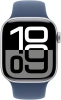Смарт-часы Apple Watch Series 10 A2997 42мм OLED корп.серебристый Sport Band рем.синий разм.брасл.:150-200мм (MWWC3LW/A)