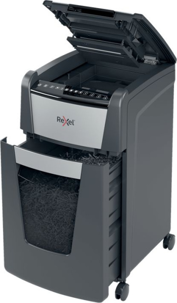 Шредер Rexel Optimum AutoFeed 300M черный с автоподачей (секр.P-5) фрагменты 300лист. 60лтр. скрепки скобы пл.карты