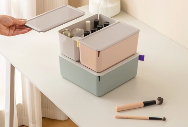 Короб для хранения Deli XDM10pink 1отд. 212x105x93.5мм розовый/серый пластик