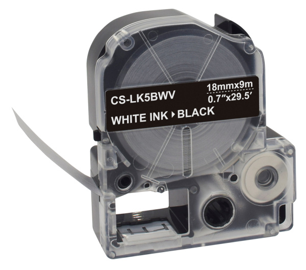 Картридж ленточный Cactus CS-LK5BWV LK-5BWV белый на черном 18x9 для Epson LW400/LW700/LW600P/LW1000P/K400/Z700/Z900