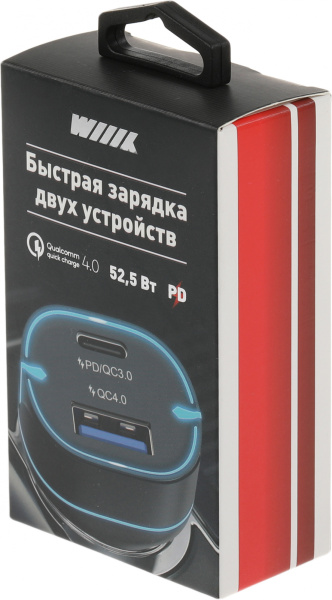 Автомобильное зар./устр. Wiiix UCC-7-2-08 3A+2A (PD+QC) USB-C/USB-A универсальное черный