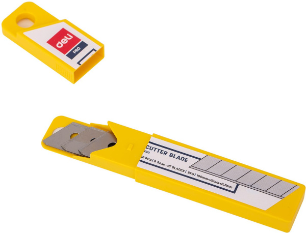 Лезвия для канцелярского ножа Deli E2011 шир.лез.18мм сталь (упак.:10шт) пласт.кор.