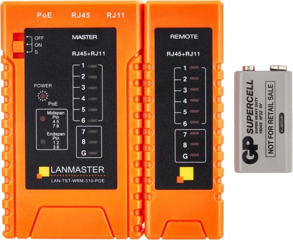 Тестер кабельный Lanmaster LAN-TST-WRM-310-POE