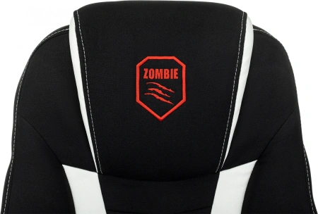 Кресло игровое Zombie 200 черный/белый ткань/эко.кожа крестов. пластик