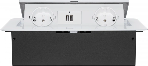 Розетка Cactus CS-SOCKET-EU/USBA-WH для столешницы 26.5x11.8x6.5см белый