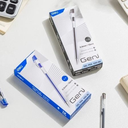 Ручка гелев. Deli Geni EG90-BL корп.прозрачный d=0.5мм чернила син. 1стерж.