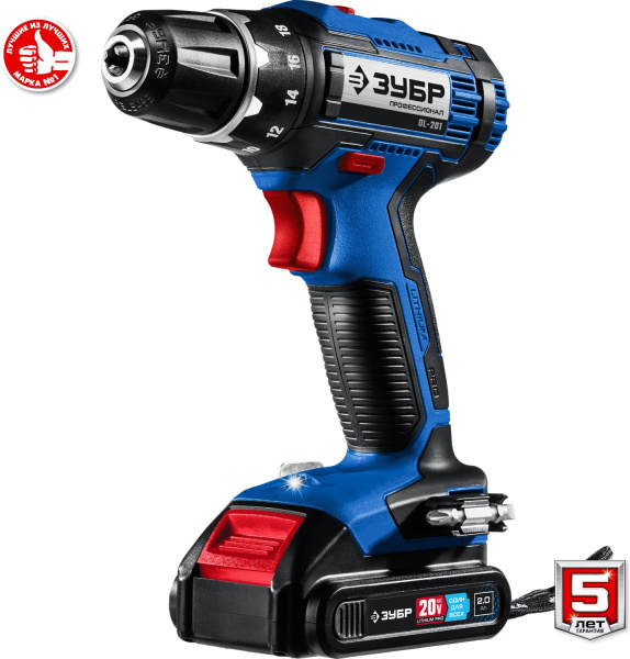 Дрель-шуруповерт Зубр DL-201-22 аккум. патрон:быстрозажимной (кейс в комплекте)