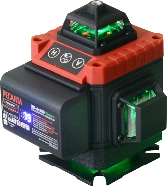 Уровень лазер. Ресанта ПЛ-4Х360ШС 2кл.лаз. 550нм цв.луч. зеленый 4луч. (61/10/545)