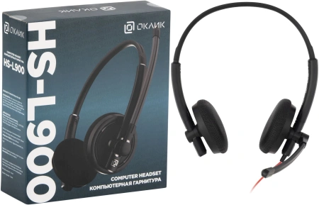 Наушники с микрофоном Оклик HS-L900 черный 1.8м накладные оголовье (1532022)