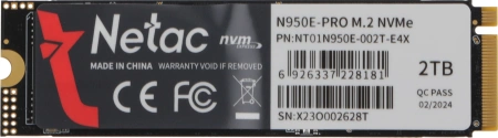 Накопитель SSD Netac PCI-E 3.0 x4 2Tb NT01N950E-002T-E4X N950E Pro M.2 2280