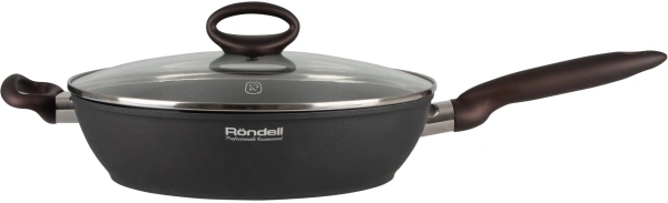 Сковорода ВОК (WOK) Rondell Tierno RDA-1581 круглая 28см покрытие: Xylan Plus ручка несъемная (с крышкой) черный