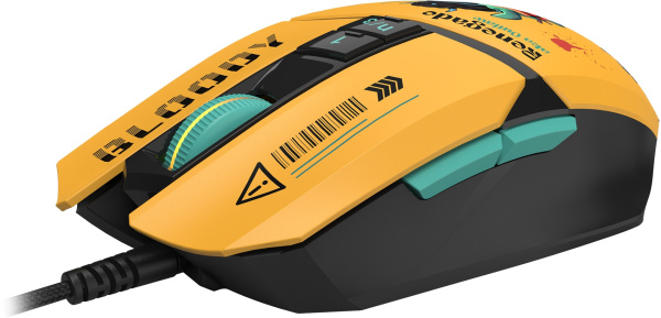 Мышь A4Tech Bloody W63 Max Renegade желтый/рисунок оптическая (120000dpi) USB