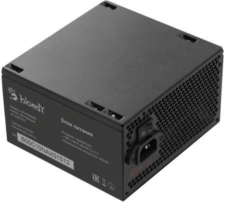 Блок питания Bloody ATX 600W BD-PS600W 80 PLUS WHITE (20+4pin) APFC 120mm fan 6xSATA RTL