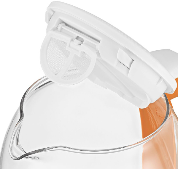 Чайник электрический Kitfort КТ-6140-4 1.7л. 2200Вт белый/оранжевый (корпус: стекло)