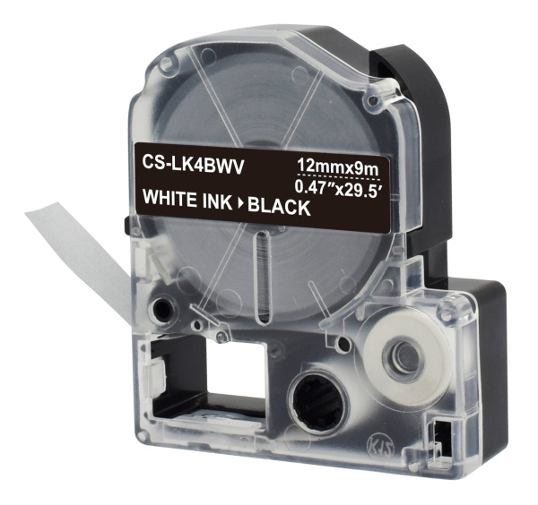 Картридж ленточный Cactus CS-LK4BWV LK-4BWV белый на черном 12x9 для Epson LW300/LW400/LW700/LW600P/LW1000P/K400/Z700/Z900