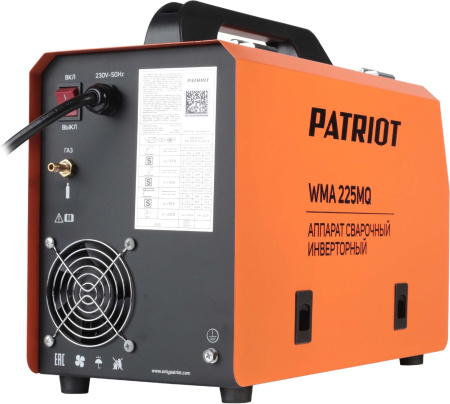 Сварочный полуавтомат Patriot WMA 225MQ инвертор MIG-MAG/ММА 9.4кВт