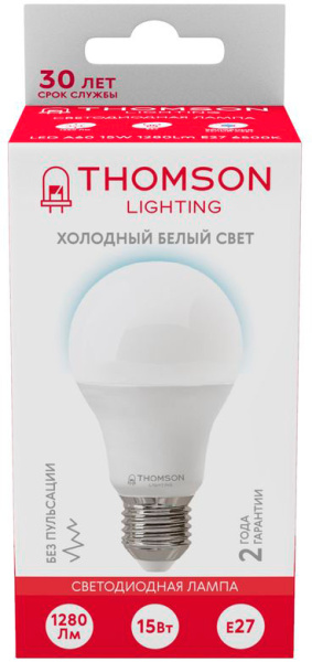 Лампа светодиодная Thomson TH-B2305 15Вт цок.:E27 груша 220B 6500K св.свеч.бел.хол. A60 (упак.:1шт)