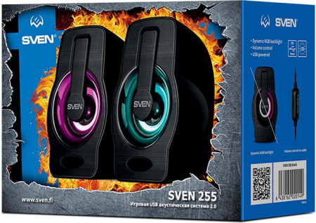 Колонки Sven 255 2.0 черный 6Вт портативные