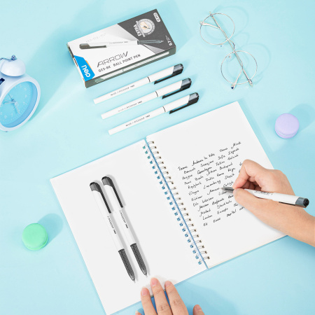 Ручка шариков. Deli Arrow EQ23-BK белый/черный d=0.7мм черн. черн. (1шт)