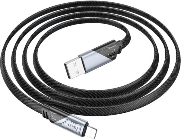 Кабель Hoco U119 Machine iP USB-A-Lightning (m) 1.2м черный коробка плоский