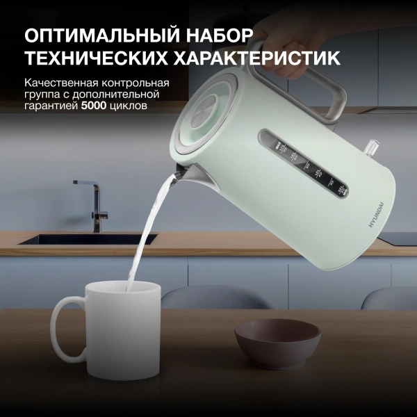 Чайник Hyundai HYK-S9999 1.7л. 2200Вт светло-зеленый/серебристый (металл)