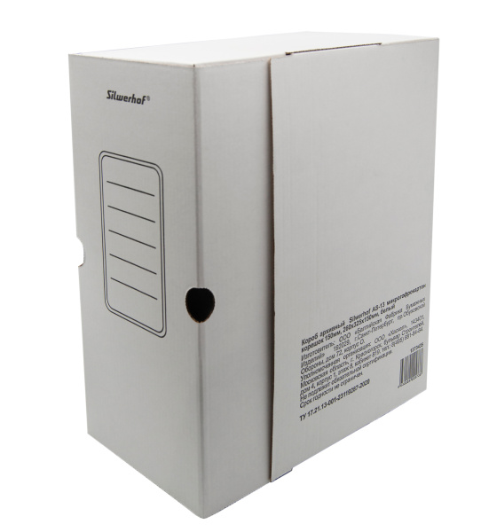 Короб архивный Silwerhof КА-150БЕЛЫЙ микрогофрокартон корешок 150мм 260x325x150мм белый