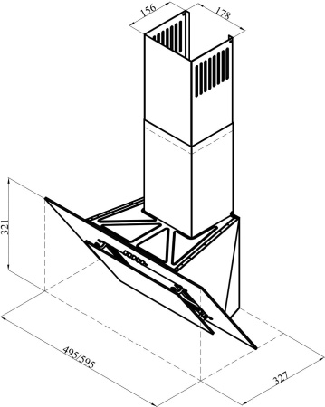 Вытяжка каминная Lex MIRA 500 BLACK черный управление: кнопочное (1 мотор)
