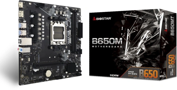 Материнская плата Biostar B650MT SocketAM5 AMD B650 2xDDR5 mATX AC`97 8ch(7.1) GbLAN RAID+HDMI+DP