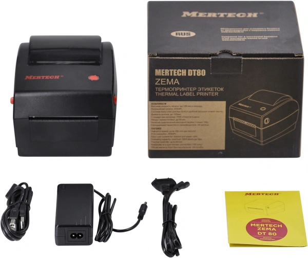 Термопринтер Mertech DT80 ZEMA (4647) 203dpi 180мм/с/USB/Eth для печ.накл. черный/оранжевый