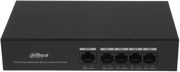 Коммутатор Dahua DH-PFS3005-4ET-36 4x100Mb 4PoE+ 36W неуправляемый