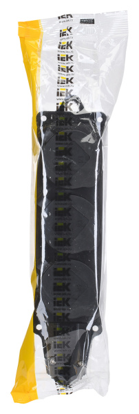 Блок силов. IEK Омега PKR61-016-2-K02 3розет. тройн. откр. зазем. крыш. IP44 черный (упак.:1шт)