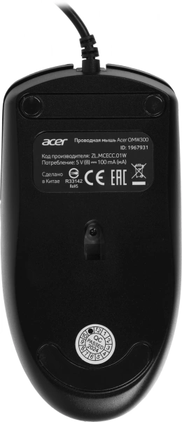 Мышь Acer OMW300 черный оптическая (1200dpi) USB (3but)