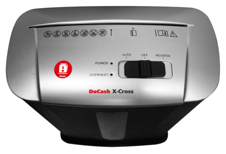 Шредер DoCash X-Cross черный (секр.P-4) фрагменты 8лист. 13лтр. пл.карты