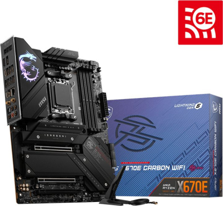 Материнская плата MSI MPG X670E CARBON WIFI SocketAM5 AMD X670 4xDDR5 ATX AC`97 8ch(7.1) 2.5Gg RAID+