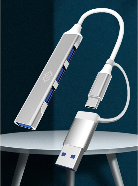 Разветвитель USB-C Digma DHUB-4USB-AC-3.0 4порт. черный