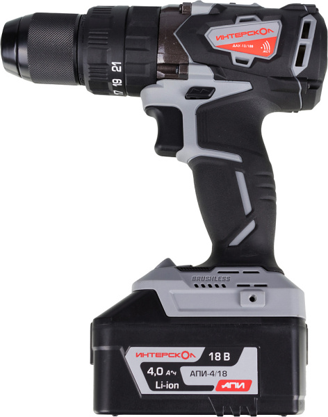 Дрель-шуруповерт Интерскол ДАУ-13/18В аккум. патрон:быстрозажимной (кейс в комплекте) (574.4.1.70)