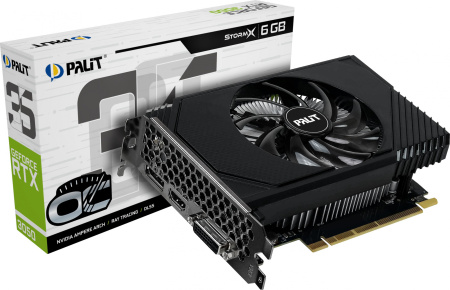 Видеокарта Palit PCI-E 4.0 RTX3050 STORMX OC NV RTX3050 6Gb 96bit GDDR6 1042/14000 DVIx1/HDMIx1/DPx1